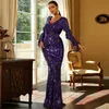 Prom Dresses Charm Banquet V-neck Long Sleeve Hip Wrapped Fish Tail Bridmaid Dresses Evening Dresses Women's Dresses