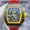 RichasMiers Uhr Ys Top Clone Factory Uhr Kohlefaser Automatisches Zifferblatt Wasserdicht Top Clone RM011AO Badmintonspieler Li Zongwei Edition Edition braun yello6GKC