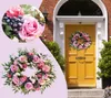 Decorative Flowers Door Wreath Flower Peony Head 55cm Handmade Garland For Spring Summer Outdoor Display t2g8989551