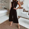 Sexig ärmlös rygglös rufsad jumpsuit för kvinnor eleganta ihåliga utkvinnor längd jumpsuits hösten romper casual overalls