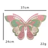 Big Lace Butterfly Patches Sewing Notion Gold Thread Embroidered Applique Badge Sew on Patch DIY Clothes Dress T-Shirt 37cm x 24cm