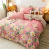 Bettwäsche-Sets 4-teiliges Set Heimtextilien, doppelseitiges Bettlaken, großes Blumenmuster, Bettbezug, Bettdecke, reine Farbe, Kissenbezug Ozeanien