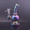 60pcs Glass Bong Dab Rig 7Inch Colorful Rainbow 14mm Female Thick Ashcatcher Hookahs Inline Perc Recycler Water Pipes with Male Glass Oil Burner Pipes