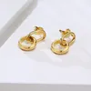 Boucles d'oreilles créoles pour femmes, Double anneau fin, tempérament, couleur douce, or, titane, grand cercle, bijoux ronds