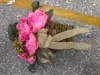 Flores decorativas Spring Spring Pink Peony Bow Flower Casket Porta pendurada em casa grinaldas de malha para frente folha moderna fresca