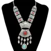 Pendentif Colliers Afghan Vintage Argent Couleur Alliage Perles Forme Géométrique Coin Gland Chunky Pour Boho Gypsy Turc