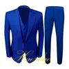 Ternos masculinos azul real casamento smoking para homens três peças formal festa jaqueta calça colete noivo roupas homem terno blazer