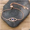 Charm Bracelets Luxury Classic Evil Eye Bracelet For Women Shiny Princess Cut Cubic Zircon Cz Adjustable Bangles Copper Jewelry Gift Ot8Ly