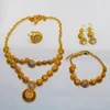 Collier boucles d'oreilles ensemble pierre blanche éthiopien/érythrée/habesha tour de cou couleur jaune ensembles bijoux pour boucle d'oreille/collier femmes cadeau de mariée or