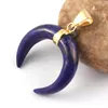 Collane con ciondolo Perline alla moda Colore oro giallo chiaro Luna crescente Agate nere Gioielli in pietra howlite bianca