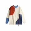 Maglioni da uomo Marchio trendy americano Cucito a mano Patchwork a blocchi di colore Maglione brutto vintage Autunno e inverno Pullover lavorato a maglia Coppia abbigliamento