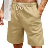 Heren shorts Heren voor casual elastische tailleband trekkoord mannen zakken wijd been los strand sport streetwear kleding