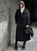 Trench da donna Cappotto lungo invernale in cotone da donna Plaid Moda manica a pieghe Giacche da donna Elegante coreano 2023 Manteau Femme