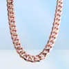 Curb Cuban Link Rose Gold Color Rostfritt stål Miami Chain Mens Necklace Male Party Jewelry Elegant Christmas Gift 15mm9180077