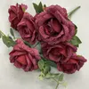 Fiori decorativi Sposa Bouquet da sposa 9 teste Rosa damigella d'onore Fiore di seta artificiale Accessori fai da te