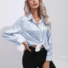 Kvinnor BLOUSES CASUAL LÖST FÖR ATT SOLID FÄRG Långärmad Leopard Print Tops Fashion Lapel Office Shirt Elegant Blosue 2023