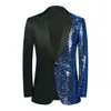 Gold Pailletten Wellen Streifen Blazer Männer Slim Fit One Button Glitter Anzug Jacke Hochzeit Party Abend Bankett Smoking Mantel kostüm