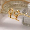 Boucles d'oreilles créoles T Bar pour femme acier inoxydable 2023 bijoux minimalistes sans ternir Cool Jewe