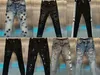 Jeans pour hommes Jean européen Hombre lettre étoile hommes broderie patchwork déchiré pour tendance marque moto pantalon hommes maigre taille 30-38