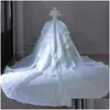 Vestidos de novia de una línea Dubai Árabe Vestido de bola azul Vestidos de novia Princesa Cristal con cuentas Tallas grandes Cariño Sin espalda Tren de barrido B Otsjf