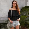 Women's Blouses Casual Chiffon Shirt Women Off-Shoulder Fashion Ruffles Half-Sleeve Loose Short-Sleeved Top Sexy Tops Frauenhemd