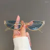 Óculos de sol Moda Original Cat Eye Men Half Frame UV Disponível Cor Mulheres