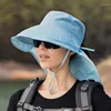 Basker utomhus bred grim hink hatt med nackskydd för män kvinnor sommar snabbt torkskydd visir cap fiske vandring