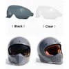 Casques de moto Universal Retro Casque Brims 3 Snap-Button Visière réglable Anti-UV Anti-poussière Moto Motocross Lentille