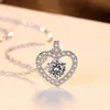 Romantic Heart Pendant Halsband S925 Silver Micro Set 3A Zircon Necklace Korean Fashion Sweet Women Collar Char Chady Party Jewelry Valentine's Day Gift SPC