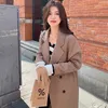 Women's Wool Blend 100 Real Long Overcoat Turndown Collar Pocket Double Layer N Notch Lapel DoubleBreasted Coat 2023 Fall Winter 231122