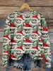Męskie swetry świąteczne brzydkie dzianiny sweter świąteczny Święty Mikołaj Zwierzę kolorowy tatuaż retro unisex 3dprint zabawne harajuku casual Long