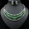 Chains Genuine Real Jewels Large Bride Emerald Earrings Necklace With Zircon Micro Inlaid Full Diamond Ins Tw