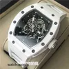 Watch Richa Luxury Barrel Type Mens Milles Mechanical Carbon Fiber Automatic White Ceramic Personality Large Dial Swiss Movement