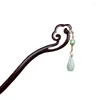 Grampos de cabelo temperamental clássico dongling jades gota de água pingente vara chinês antigo cheongsam hanfu jóias acessórios
