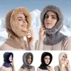 Bandanas hiver femmes tricoté chapeau de ski avec écharpe cou plus chaud polaire doublé capuche visage col adulte cagoule pour les sports de plein air