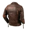 Hommes en cuir Faux Moto peau de vache véritable veste hommes mince pierre fraisée rétro veau manteau Moto Biker vêtements d'équitation 231123