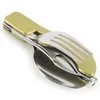 Camp Kitchen Stainless Steel 4 In 1 Foldable Tablespoon Set Spoon Knife Fork Bottle Opener Folding Pocket Kits Outdoor Tableware 231123