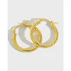 Hoopörhängen S925 Sterling Silver Minimalist Geometric Circle Temperament Gold Earring for Women Ear Clip Fine Jewelry Brincos
