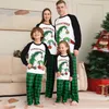 Dopasowanie rodzinnych strojów świąteczne piżamę pasują do stroju rodzinnego Czarna zielona kraciasta pary długi