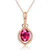 Chaînes Sang Rouge Rose Ruby Simulation Tourmaline Pendentif Femme Bijoux Homme Collier Paire Pendentifs Femme Pour Hommes Mâle