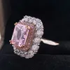 Wedding Rings Classic 925 Sterling Silver Radiant Cut 10CT VVS1 Pink Lab Diamond Engagement Customized Ring Fine Jewelry US Storlek 59 231123