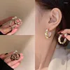 Boucles d'oreilles cerceau français demi-cercle léger, chaîne de luxe en forme de C, perle de tempérament, mode féminine, Niche haut sens, vente en gros