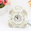 TUDA-Reloj de mesa de estilo coreano de 4 pulgadas, reloj de mesa romántico de resina con tallado de rosas para decoración de dormitorio, reloj de mesa 230Z