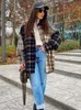 Women S Vintage Plaid Patchwork Fashion Autumn Long Sleeve Shirt Female Oversized Single Breasted Pockets Lady Top