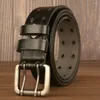 Riemen mannen lederen riem dubbele gesp uitgemolde tailleband casual luxe metaal retro voor jeans cowboy business home