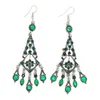 Hoop Earrings Women's Long Dangle Alloy Green Fringe Tassel Decoration Jewelry H