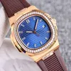 Patekphilippe Mechanical PP Автоматические алмазные наручные часы 40 -миллиметровые часы Mens Watchs Patcs Sapphire Leath