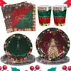 Party Hats Merry Christmas Disposable Tableware Plates Cup Decoration For Home 2023 Xmas Supplies Navidad Year 231122