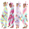 Pajamas Girls Pink Dinosaur Animal Pajamas Children Flannel Overall Jumpsuit Kids Unicorn Panda Onesies For 4 6 8 10 12 Years 231122