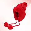 Berets Earmuff Plush Ball String Hat Autumn Warm Headwear Knitted Keeping Earflap For Adults ( )
